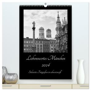 Liebenswertes München 2024 – Stilisierte Fotografien in schwarzweiß (hochwertiger Premium Wandkalender 2024 DIN A2 hoch), Kunstdruck in Hochglanz von SusaZoom,  SusaZoom