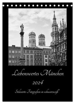 Liebenswertes München 2024 – Stilisierte Fotografien in schwarzweiß (Tischkalender 2024 DIN A5 hoch), CALVENDO Monatskalender von SusaZoom,  SusaZoom