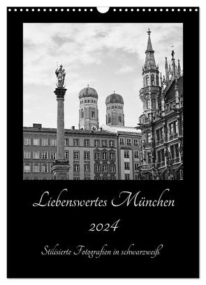 Liebenswertes München 2024 – Stilisierte Fotografien in schwarzweiß (Wandkalender 2024 DIN A3 hoch), CALVENDO Monatskalender von SusaZoom,  SusaZoom