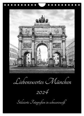 Liebenswertes München – Stilisierte Fotografien in schwarzweiß (Wandkalender 2024 DIN A4 hoch), CALVENDO Monatskalender von SusaZoom,  SusaZoom