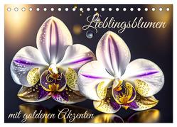 Lieblingsblumen mit goldenen Akzenten (Tischkalender 2024 DIN A5 quer), CALVENDO Monatskalender von Bönner,  Marion