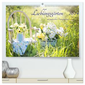 Lieblingsgärten mit poetischen Sinnsprüchen (hochwertiger Premium Wandkalender 2024 DIN A2 quer), Kunstdruck in Hochglanz von Junghanns,  Konstanze