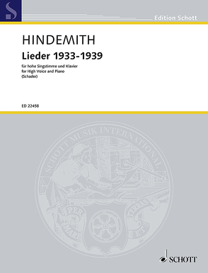 Lieder 1933-1939 von Hindemith,  Paul, Schader,  Luitgard