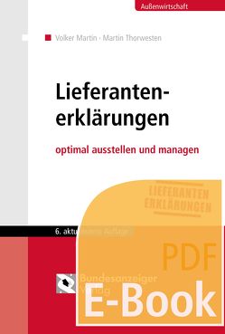 Lieferantenerklärungen (E-Book) von Martin,  Volker, Thorwesten,  Martin