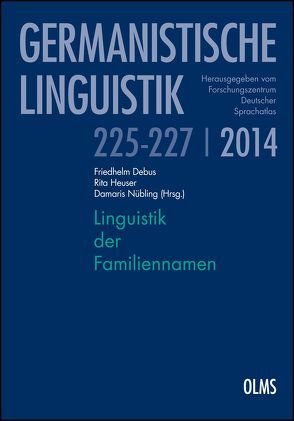 Linguistik der Familiennamen von Debus,  Friedhelm, Heuser,  Rita, Nübling,  Damaris