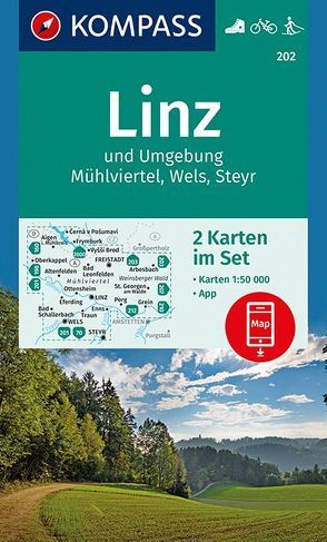 KOMPASS Wanderkarte Linz und Umgebung, Mühlviertel, Wels, Steyr von KOMPASS-Karten GmbH
