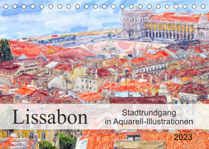 Lissabon – Stadtrundgang in Aquarell-Illustrationen (Tischkalender 2023 DIN A5 quer) von Frost,  Anja