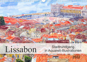 Lissabon – Stadtrundgang in Aquarell-Illustrationen (Wandkalender 2022 DIN A3 quer) von Frost,  Anja