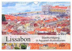 Lissabon – Stadtrundgang in Aquarell-Illustrationen (Wandkalender 2024 DIN A4 quer), CALVENDO Monatskalender von Frost,  Anja