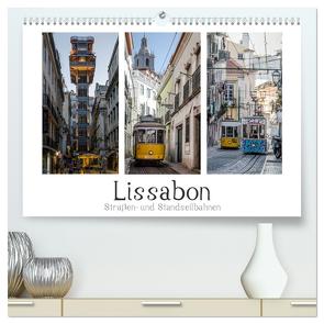 Lissabon – Straßen- & Standseilbahnen (hochwertiger Premium Wandkalender 2024 DIN A2 quer), Kunstdruck in Hochglanz von Herm,  Olaf