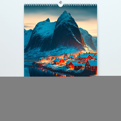 Lofoten – Old School Poster Style (hochwertiger Premium Wandkalender 2024 DIN A2 hoch), Kunstdruck in Hochglanz von Thoermer,  Val