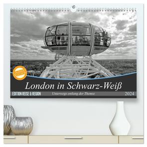 London in Schwarz-Weiß (hochwertiger Premium Wandkalender 2024 DIN A2 quer), Kunstdruck in Hochglanz von Brehm - frankolor.de,  Frank