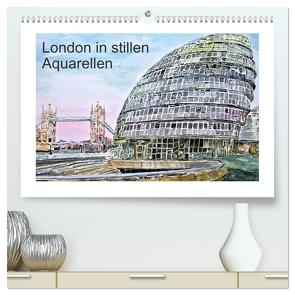 London in stillen Aquarellen (hochwertiger Premium Wandkalender 2024 DIN A2 quer), Kunstdruck in Hochglanz von Kraus,  Gerhard
