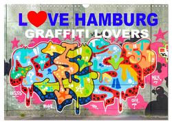LOVE HAMBURG – GRAFFITI LOVERS (Wandkalender 2024 DIN A3 quer), CALVENDO Monatskalender von steckandose,  steckandose