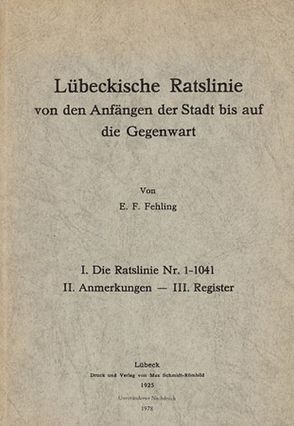 Lübeckische Ratslinie von Fehling,  E F