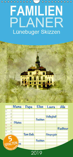 Lüneburger Skizzen – Familienplaner hoch (Wandkalender 2019 , 21 cm x 45 cm, hoch) von Habermann,  Ralf