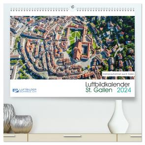 Luftbildkalender St. Gallen 2024 (hochwertiger Premium Wandkalender 2024 DIN A2 quer), Kunstdruck in Hochglanz von Schellenberg & André Rühle, Luftbilderschweiz.ch,  Roman