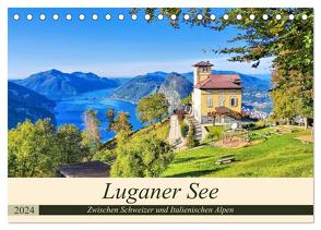 Luganer See – Zwischen Schweizer und Italienischen Alpen (Tischkalender 2024 DIN A5 quer), CALVENDO Monatskalender von LianeM,  LianeM
