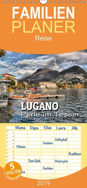 Lugano – Perle im Tessin – Familienplaner hoch (Wandkalender 2019 , 21 cm x 45 cm, hoch) von Bartruff,  Thomas