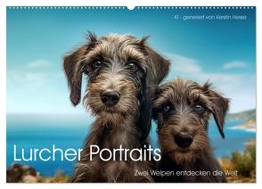 Lurcher Portraits – Zwei Welpen entdecken die Welt (Wandkalender 2024 DIN A2 quer), CALVENDO Monatskalender von Hesse,  Kerstin