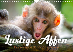 Lustige Affen – hinreißende Schnappschüsse (Wandkalender 2024 DIN A4 quer), CALVENDO Monatskalender von Monkey,  Happy