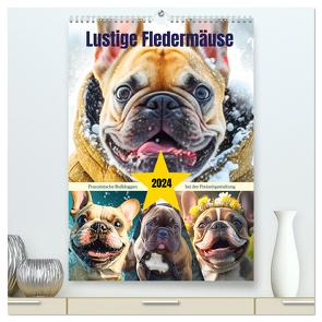 Lustige Fledermäuse. Französische Bulldoggen bei der Freizeitgestaltung (hochwertiger Premium Wandkalender 2024 DIN A2 hoch), Kunstdruck in Hochglanz von Hurley,  Rose