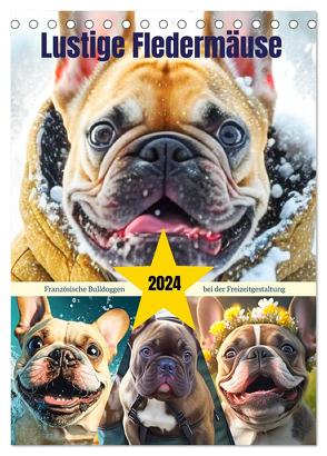 Lustige Fledermäuse. Französische Bulldoggen bei der Freizeitgestaltung (Tischkalender 2024 DIN A5 hoch), CALVENDO Monatskalender von Hurley,  Rose