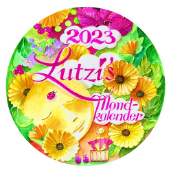 Lutzis Mondkalender rund Ø 16cm (Tagesabreisskalender) 2023 von Lutzenberger,  Andrea