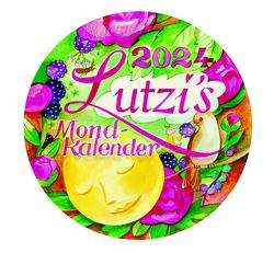 Lutzis Mondkalender rund Ø 16cm (Tagesabreisskalender) 2024 von Lutzenberger,  Andrea