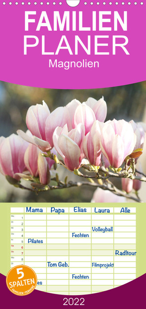 Familienplaner Magnolien-Frühling (Wandkalender 2022 , 21 cm x 45 cm, hoch) von Kruse,  Gisela