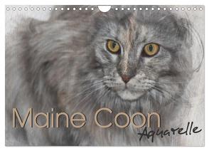 Maine Coon Aquarelle (Wandkalender 2024 DIN A4 quer), CALVENDO Monatskalender von Hahn,  Jasmin
