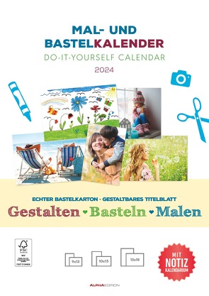 Mal- und Bastelkalender 2024 mit Platz für Notizen – weiß – 21 x 29,7 – Do it yourself calendar A4 – datiert – Foto-Kalender – Alpha Edition