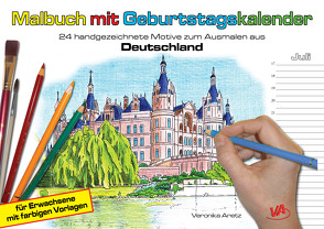 Malbuch mit Geburtstagskalender aus Deutschland | Jahresunabhängig | Wandkalender für Geburtstage Immerwährend von Aretz,  Veronika