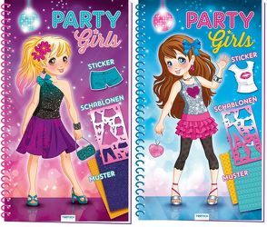 Malbuch PARTY GIRLS: 36 Models, 12 Musterbögen, mehr als 40 Schablonen, 30 Sticker