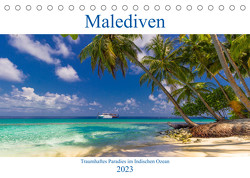 Malediven – Traumhaftes Paradies im Indischen Ozean (Tischkalender 2023 DIN A5 quer) von Heuvers,  Elly