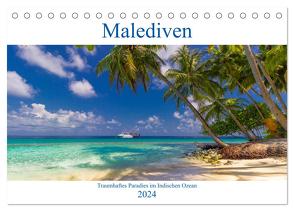 Malediven – Traumhaftes Paradies im Indischen Ozean (Tischkalender 2024 DIN A5 quer), CALVENDO Monatskalender von Heuvers,  Elly