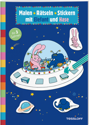 Malen • Rätseln • Stickern mit Elefant und Hase von Baier,  Katja