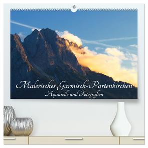 Malerisches Garmisch Partenkirchen – Aquarelle und Fotografien (hochwertiger Premium Wandkalender 2024 DIN A2 quer), Kunstdruck in Hochglanz von Dürr,  Brigitte