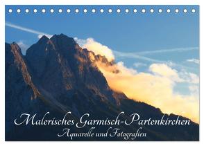 Malerisches Garmisch Partenkirchen – Aquarelle und Fotografien (Tischkalender 2024 DIN A5 quer), CALVENDO Monatskalender von Dürr,  Brigitte