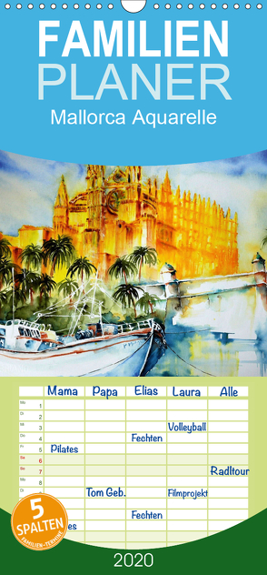 Mallorca Aquarelle – Familienplaner hoch (Wandkalender 2020 , 21 cm x 45 cm, hoch) von Dürr,  Brigitte