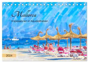 Mallorca – Impressionen in Aquarellfarben (Tischkalender 2024 DIN A5 quer), CALVENDO Monatskalender von Frost,  Anja