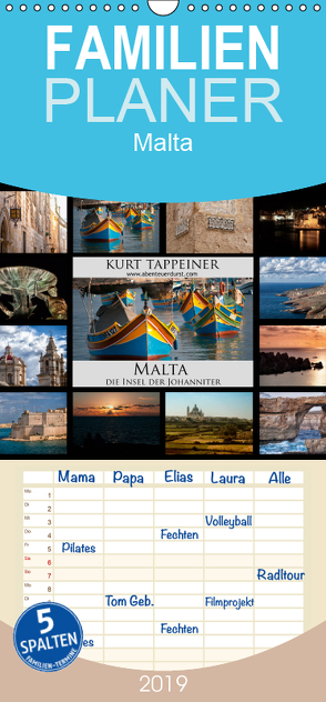 Malta – Familienplaner hoch (Wandkalender 2019 , 21 cm x 45 cm, hoch) von Tappeiner,  Kurt