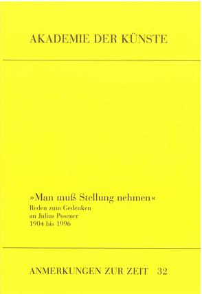 Man muss Stellung nehmen von Conrads,  Ulrich, Durth,  Werner, Epstein,  Gabriel, Jens,  Walter, Sack,  Manfred