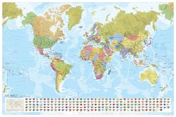 MARCO POLO Weltkarte – Staaten der Erde mit Flaggen 1:35 Mio., plano in Hülse