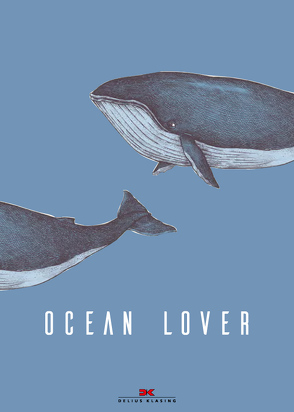 Maritimes Notizbuch – Illustration: Wale, Spruch: Ocean Lover
