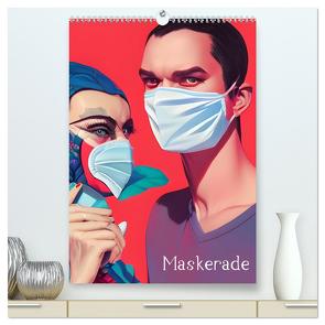 Maskerade – farbenfrohe Mund-Nase-Bedeckungen (hochwertiger Premium Wandkalender 2024 DIN A2 hoch), Kunstdruck in Hochglanz von aka stine1,  Christine