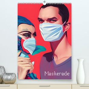 Maskerade – farbenfrohe Mund-Nase-Bedeckungen (Premium, hochwertiger DIN A2 Wandkalender 2023, Kunstdruck in Hochglanz) von aka stine1,  Christine