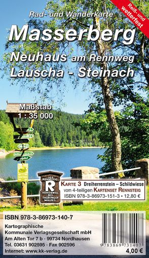 Masserberg – Neuhaus am Rennweg – Lauscha – Steinach von KKV Kartographische Kommunale Verlagsgesellschaft mbH