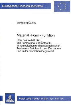 Material – Form – Funktion von Dahlke,  Wolfgang