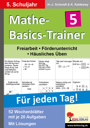 Mathe-Basics-Trainer / Klasse 5 von Kaldewey,  Kurt, Schmidt,  Hans-J.